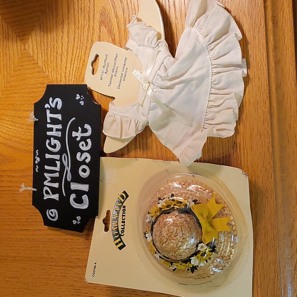 Stuffed Animal Costume Set Doll/8" Bear New Apron and Straw Hat with Sunflowers